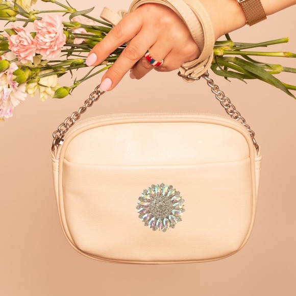 Prism Crystal Round Brooch Concho Handmade Magnetic Bag Charm - Picture 7 of 14